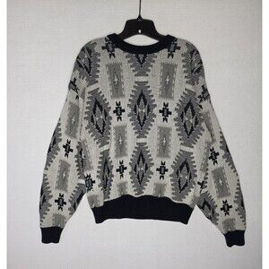 Vintage Sweater Graphix Geometric Sweater Grandpa Crewneck Pullover Mens Large